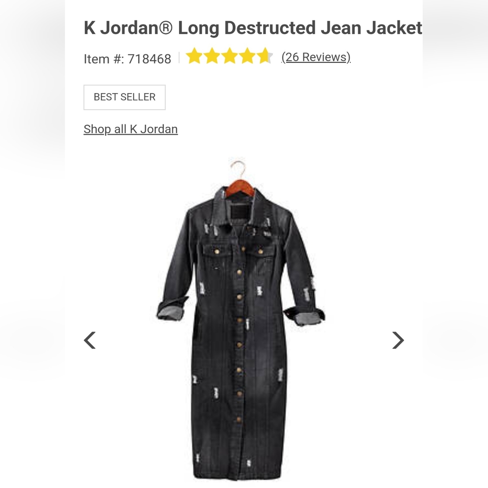 Women's Black  Jean Destructed Long Fall Coat